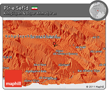 Political Panoramic Map of Pīr-e Sefīd