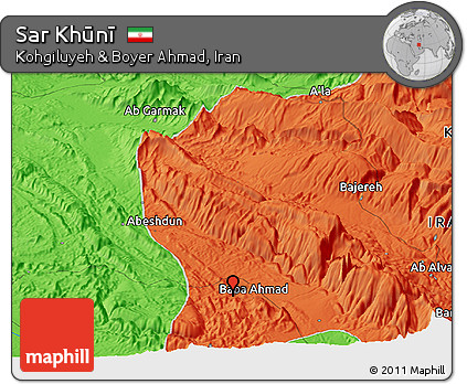 Political Panoramic Map of Sar Khūnī