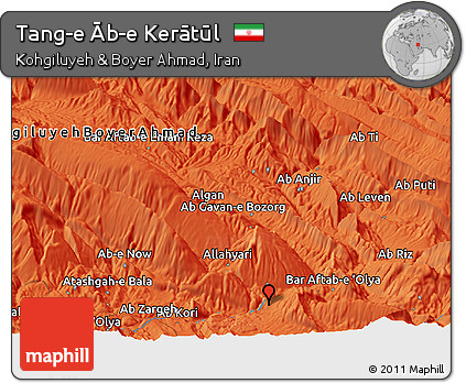 Political Panoramic Map of Tang-e Āb-e Kerātūl