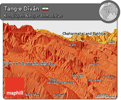 Political Panoramic Map of Tang-e Dīvān