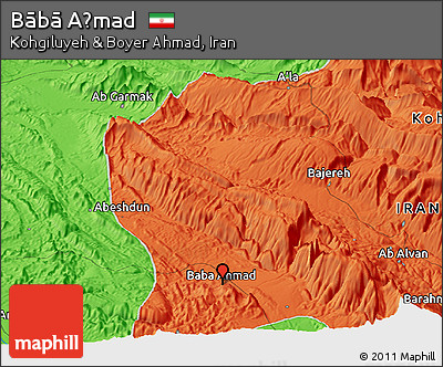 Political Panoramic Map of Bābā Aḩmad