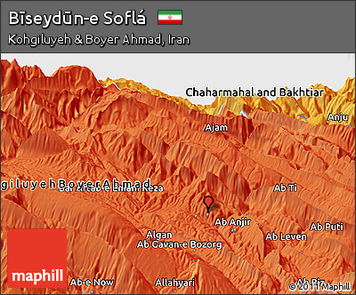 Political Panoramic Map of Bīseydūn-e Soflá