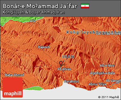 Political Panoramic Map of Bonār-e Moḩammad Ja`far