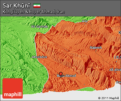 Political Panoramic Map of Sar Khūnī
