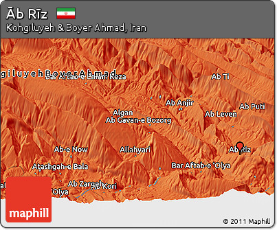 Political Panoramic Map of Āb Rīz