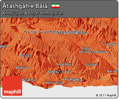 Political Panoramic Map of Ātashgāh-e Bālā