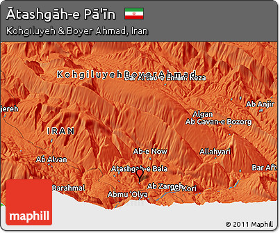 Political Panoramic Map of Ātashgāh-e Pā'īn