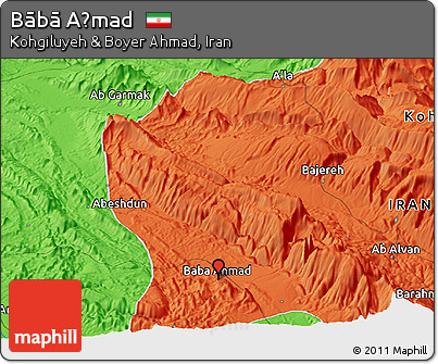 Political Panoramic Map of Bābā Aḩmad