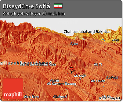 Political Panoramic Map of Bīseydūn-e Soflá