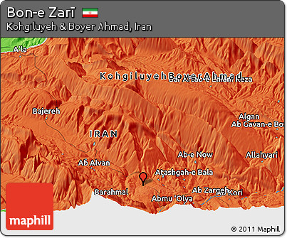 Political Panoramic Map of Bon-e Zarī