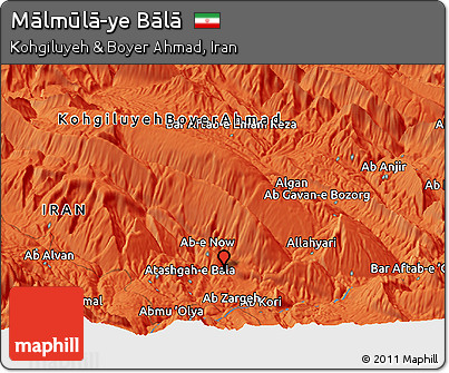 Political Panoramic Map of Mālmūlā-ye Bālā