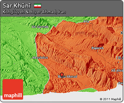Political Panoramic Map of Sar Khūnī
