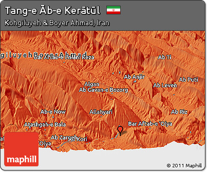 Political Panoramic Map of Tang-e Āb-e Kerātūl