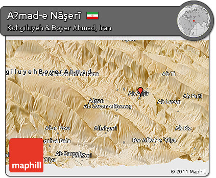 Satellite Panoramic Map of Aḩmad-e Nāşerī