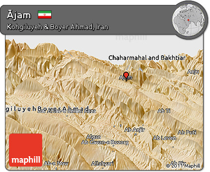 Satellite Panoramic Map of Ājam