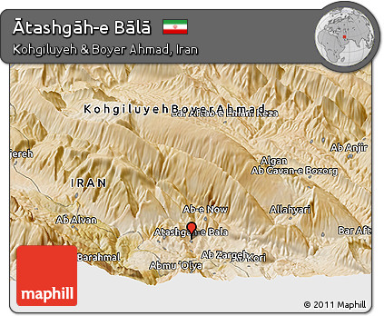 Satellite Panoramic Map of Ātashgāh-e Bālā