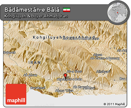 Satellite Panoramic Map of Bādāmestān-e Bālā