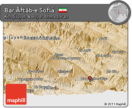 Satellite Panoramic Map of Bar Āftāb-e Soflá