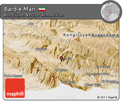 Satellite Panoramic Map of Bard-e Man