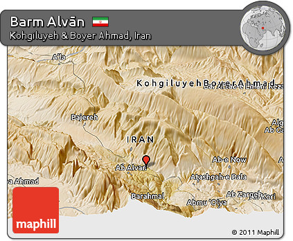 Satellite Panoramic Map of Barm Alvān