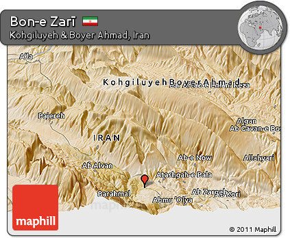 Satellite Panoramic Map of Bon-e Zarī