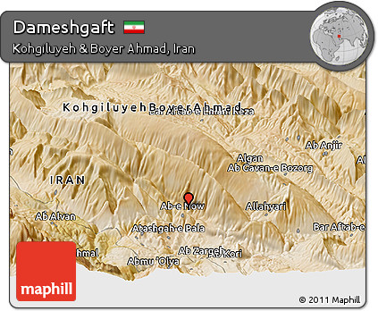 Satellite Panoramic Map of Dameshgaft