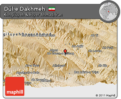 Satellite Panoramic Map of Dūl-e Dakhmeh
