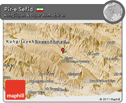 Satellite Panoramic Map of Pīr-e Sefīd