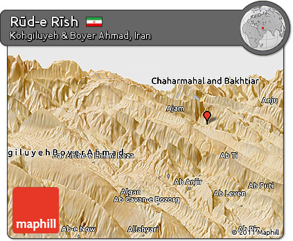 Satellite Panoramic Map of Rūd-e Rīsh