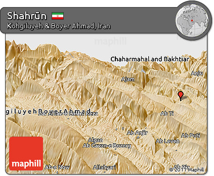 Satellite Panoramic Map of Shahrūn