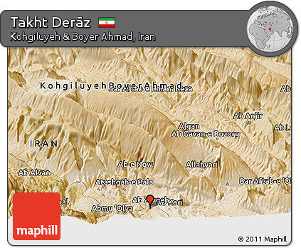 Satellite Panoramic Map of Takht Derāz