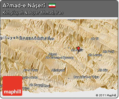 Satellite Panoramic Map of Aḩmad-e Nāşerī