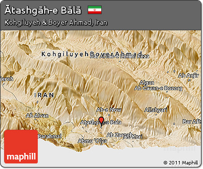 Satellite Panoramic Map of Ātashgāh-e Bālā
