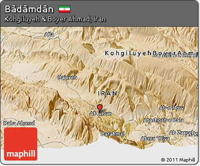 Satellite Panoramic Map of Bādāmdān