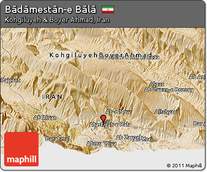 Satellite Panoramic Map of Bādāmestān-e Bālā