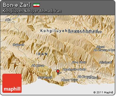 Satellite Panoramic Map of Bon-e Zarī