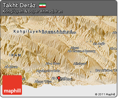 Satellite Panoramic Map of Takht Derāz