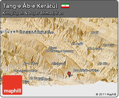 Satellite Panoramic Map of Tang-e Āb-e Kerātūl