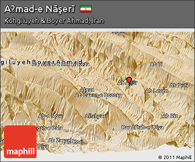 Satellite Panoramic Map of Aḩmad-e Nāşerī