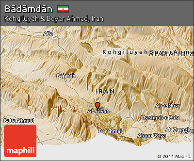 Satellite Panoramic Map of Bādāmdān