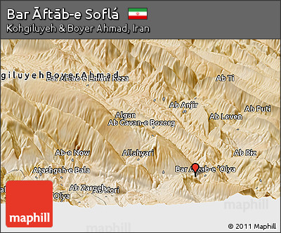 Satellite Panoramic Map of Bar Āftāb-e Soflá