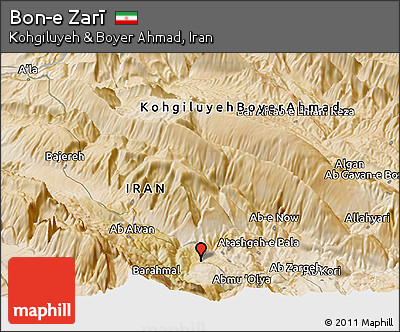 Satellite Panoramic Map of Bon-e Zarī