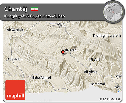 Shaded Relief Panoramic Map of Chamtāj