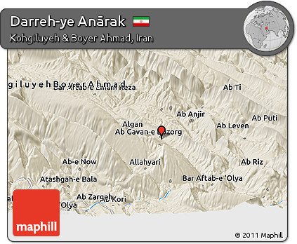 Shaded Relief Panoramic Map of Darreh-ye Anārak