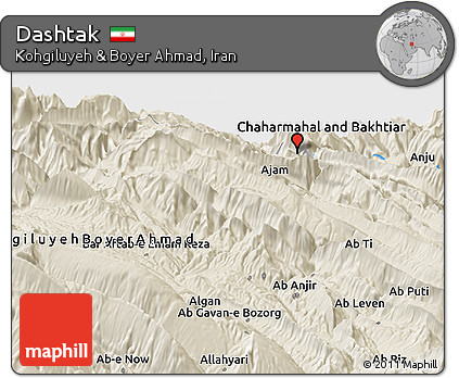 Shaded Relief Panoramic Map of Dashtak