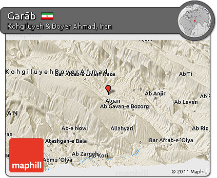 Shaded Relief Panoramic Map of Garāb