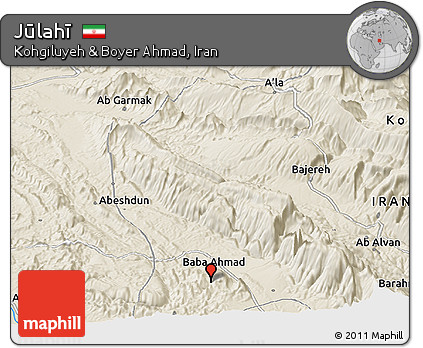 Shaded Relief Panoramic Map of Jūlahī