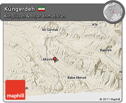 Shaded Relief Panoramic Map of Kūngerdeh