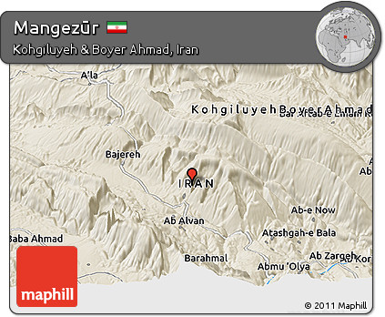 Shaded Relief Panoramic Map of Mangezūr