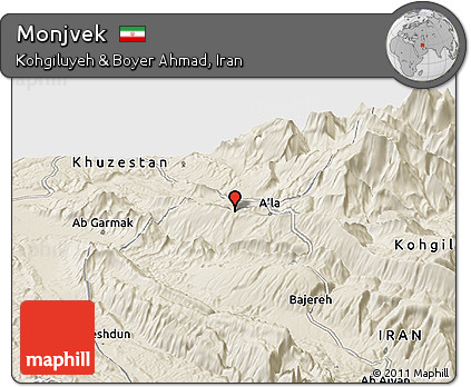 Shaded Relief Panoramic Map of Monjvek
